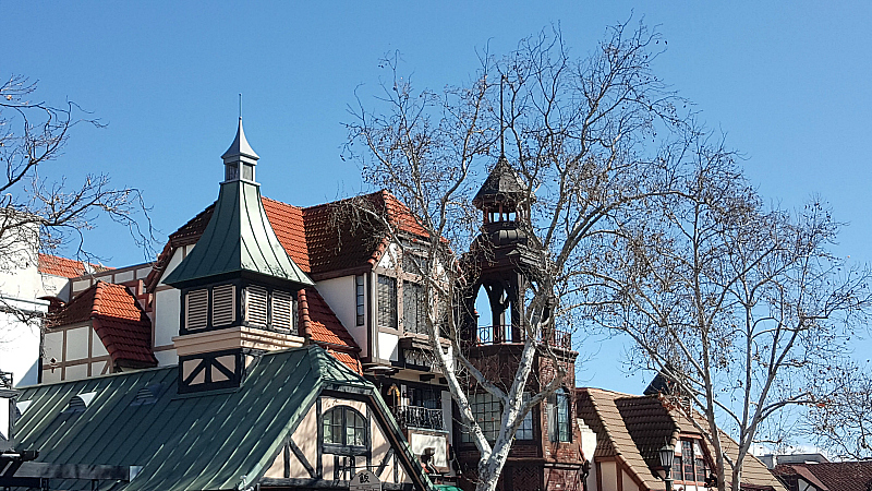 solvang architecture winter trees