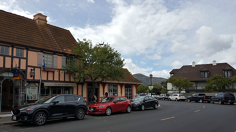 solvang street mountain sky