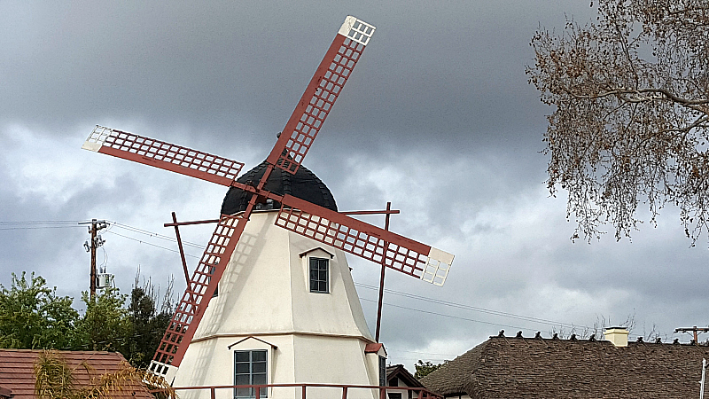 windmill solvang rain clouds