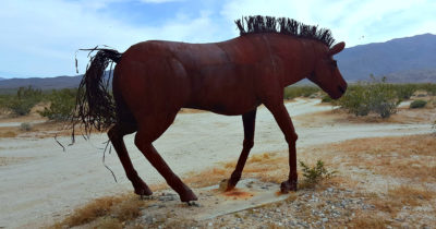 running horse metal art sculpture