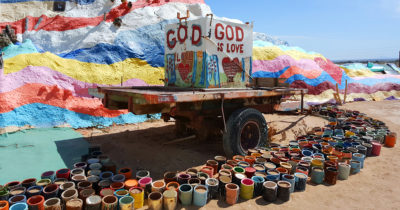 salvation mountain paint cans