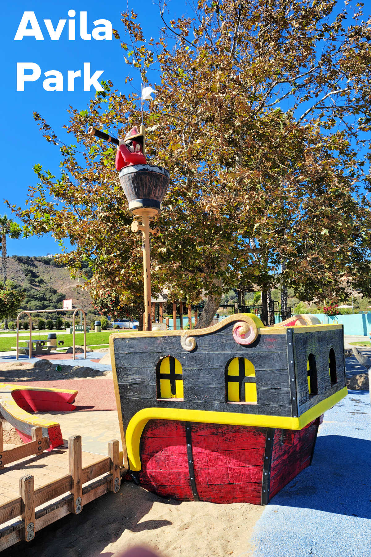 Visiting Avila Beach with kids? Stop by Avila Park (affectionately known as Pirate Park) at 50 San Juan Street. Located in downtown Avila Beach near the pier and Central Coast Aquarium, this free pirate-themed park features imaginative play structures, expansive grassy lawns, picnic tables, and clean restrooms.