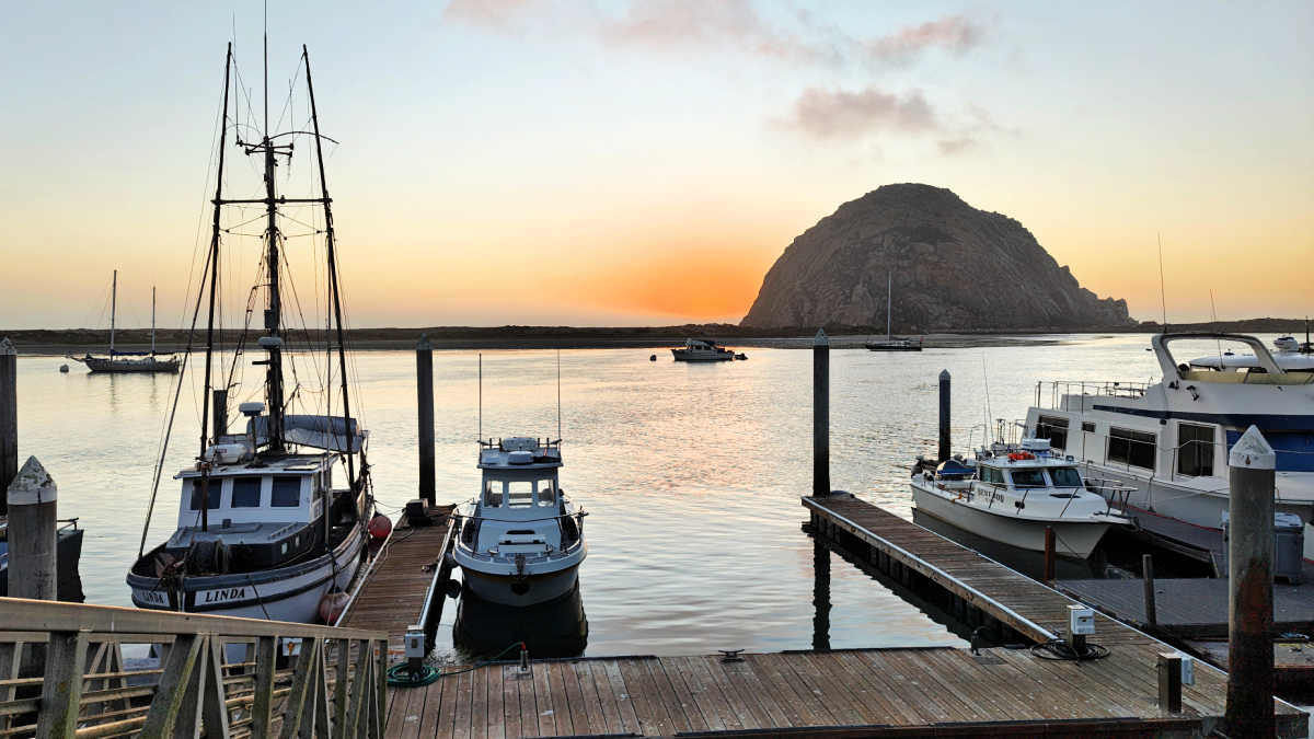 boats at sunset morro bay california