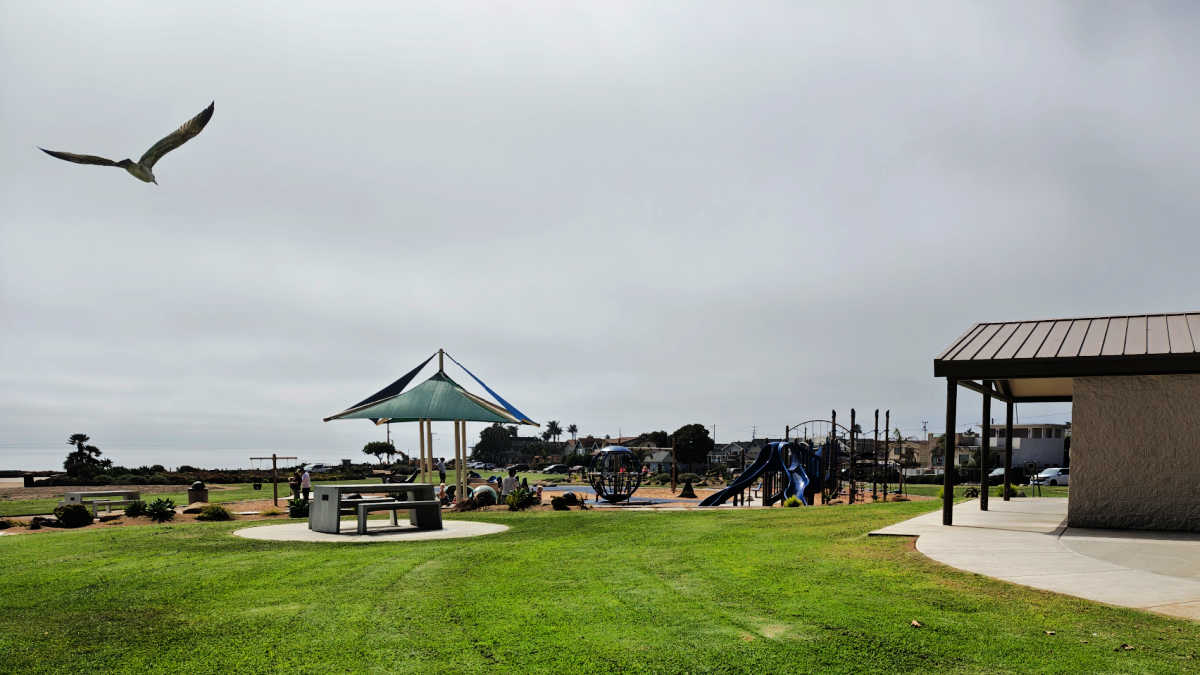 playground and restrooms at dinosaur caves park